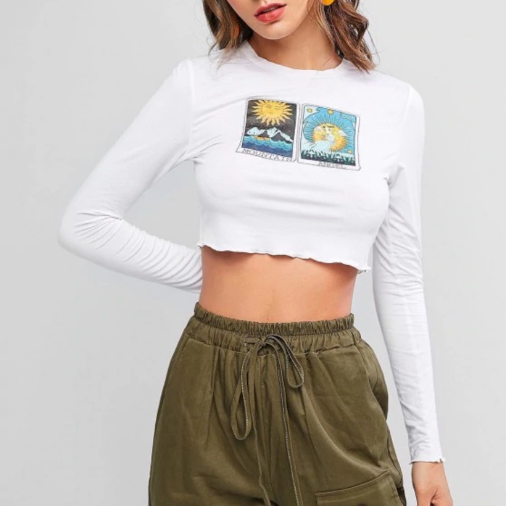 Long sleeve white “mountain angel” top